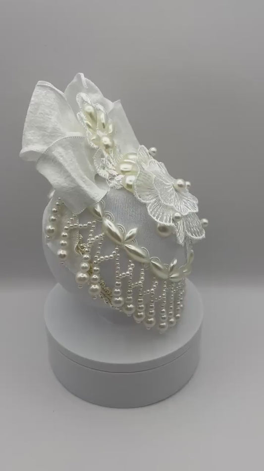 Handmade Pearl Christmas Ornament: Elegant White Holiday Tree Decoration