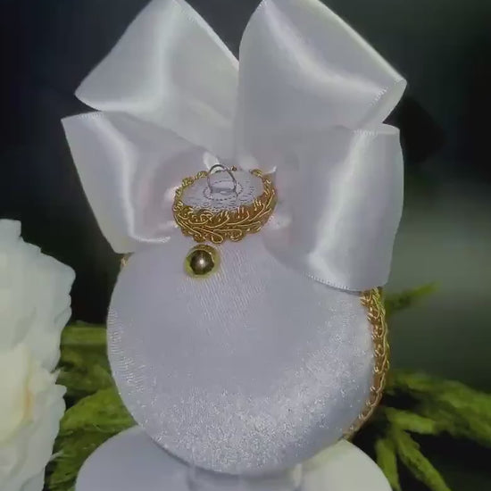 Handmade White Velvet Christmas Ornaments: Luxury Gold Decor